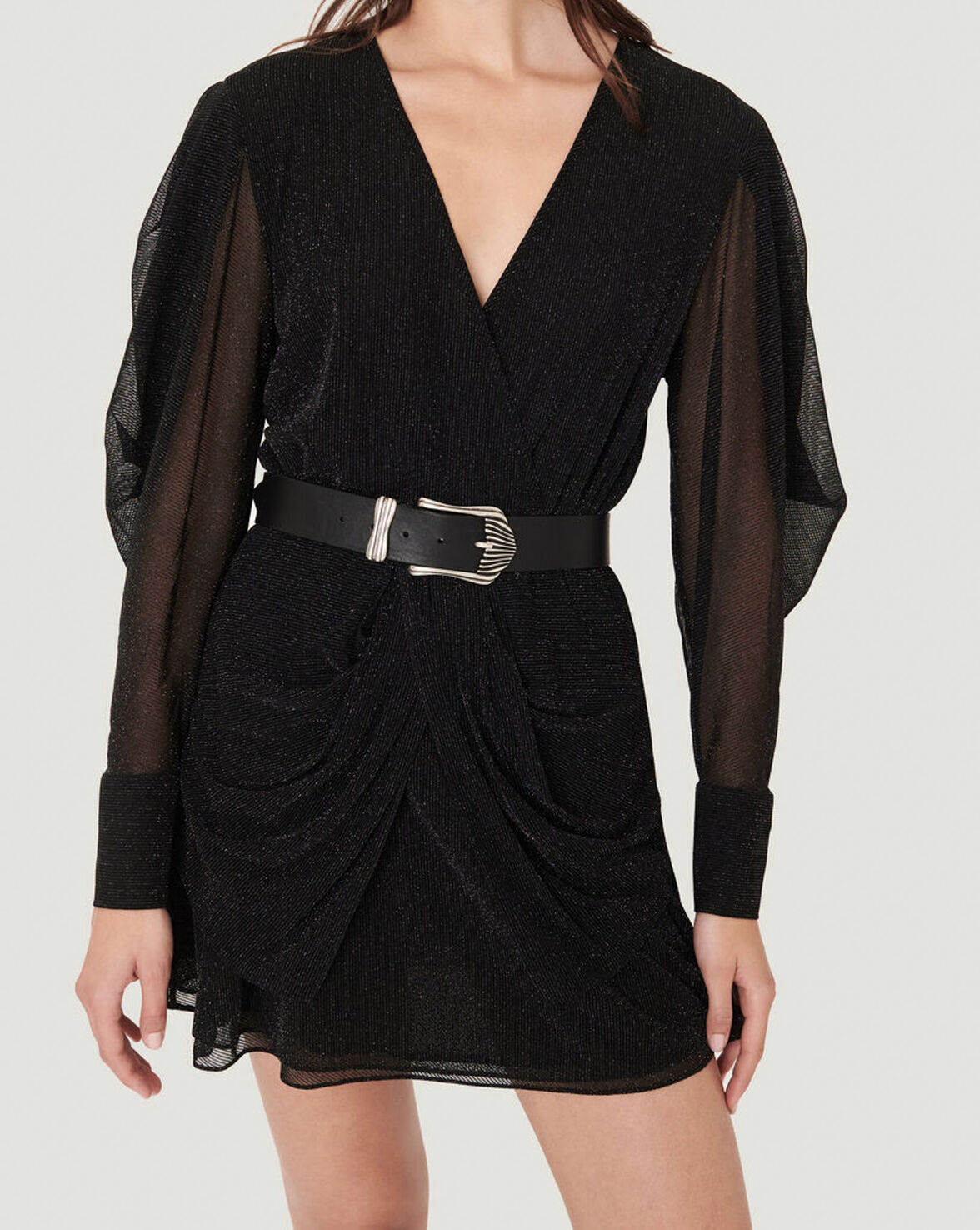 BREJA METALLIC KNIT DRAPED DRESS image number null